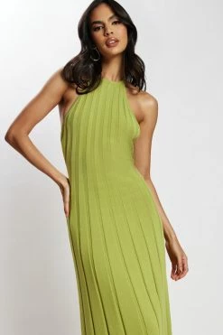 SHN Adrienne Halter Neck Midi Dress - Olive DRESSES