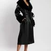 LCH Rebekah Pu Trench Coat With Fur Trim - Black Coats & Jackets