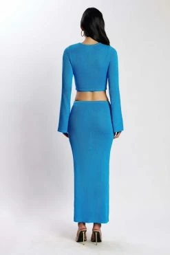 EMS DRESSES Anna Flare Sleeve Knit Dress - Azure Blue