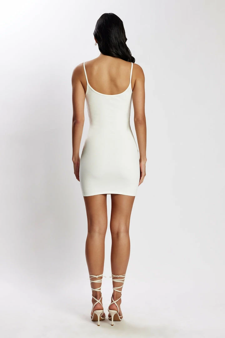 ROM DRESSES Alexis Mini Ribbed Dress - White 2 ROM DRESSES Alexis Mini Ribbed Dress - White
