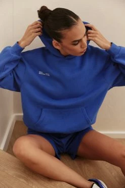QNG Bree Oversized Fleeceback Hoodie - Cobalt Blue Unisex
