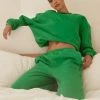 QNG Jaz Oversized Fleeceback Crew Neck Jumper - Bright Green Sweaters & Hoodies