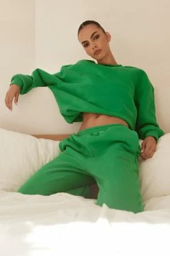 QNG Camille Oversized Fleeceback Jogger - Bright Green Sweaters & Hoodies