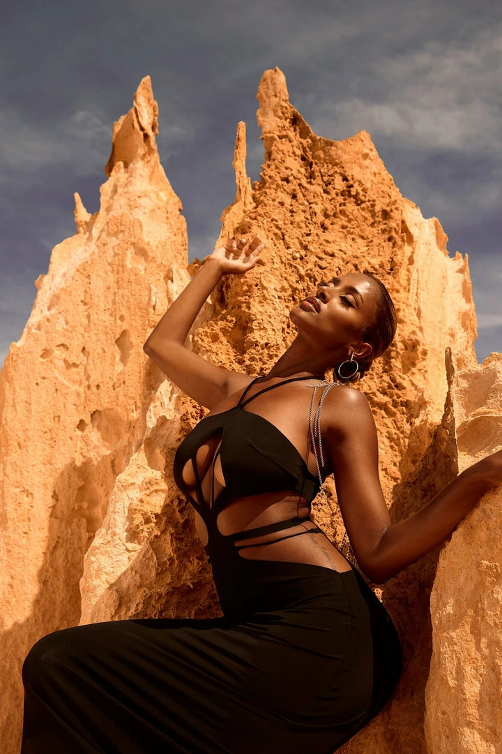 BSD DRESSES Eden Halter Strappy Cutout Maxi Dress - Black 1 BSD DRESSES Eden Halter Strappy Cutout Maxi Dress - Black