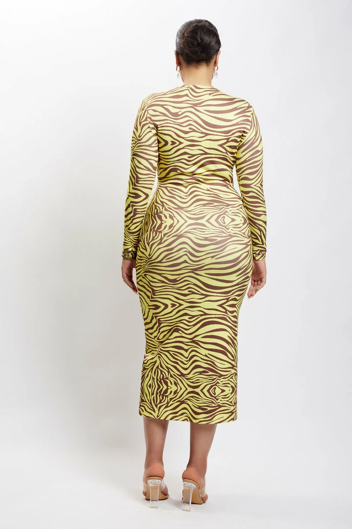 ROM DRESSES Imogen Lace Up Long Sleeve Midi Dress - Zebra Print 7 ROM DRESSES Imogen Lace Up Long Sleeve Midi Dress - Zebra Print