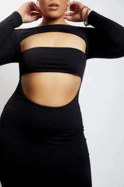 WXI Breanna Cut Out Midi Dress - Black