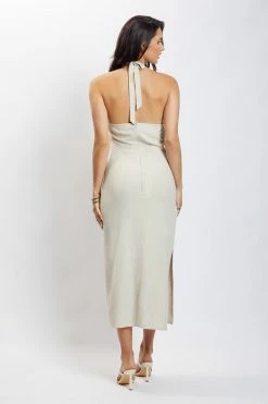 HSH Ellie Linen Halter Midi Dress - Natural 16 HSH Ellie Linen Halter Midi Dress - Natural