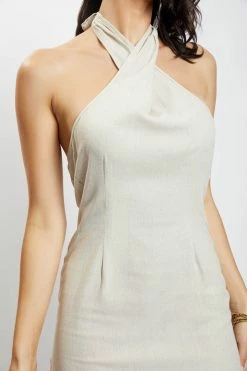 HSH Ellie Linen Halter Midi Dress - Natural 20 HSH Ellie Linen Halter Midi Dress - Natural