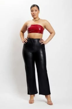 WNG Leilani Croc Faux Leather Bandeau - Cranberry