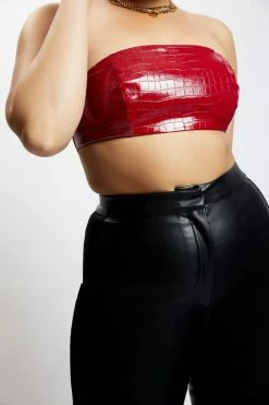 WNG Leilani Croc Faux Leather Bandeau - Cranberry