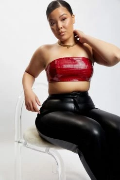 WNG Leilani Croc Faux Leather Bandeau - Cranberry