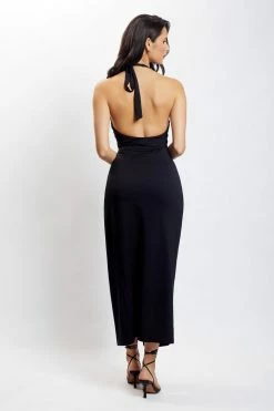 WXI Anika O Ring Halter Midi Dress - Black DRESSES