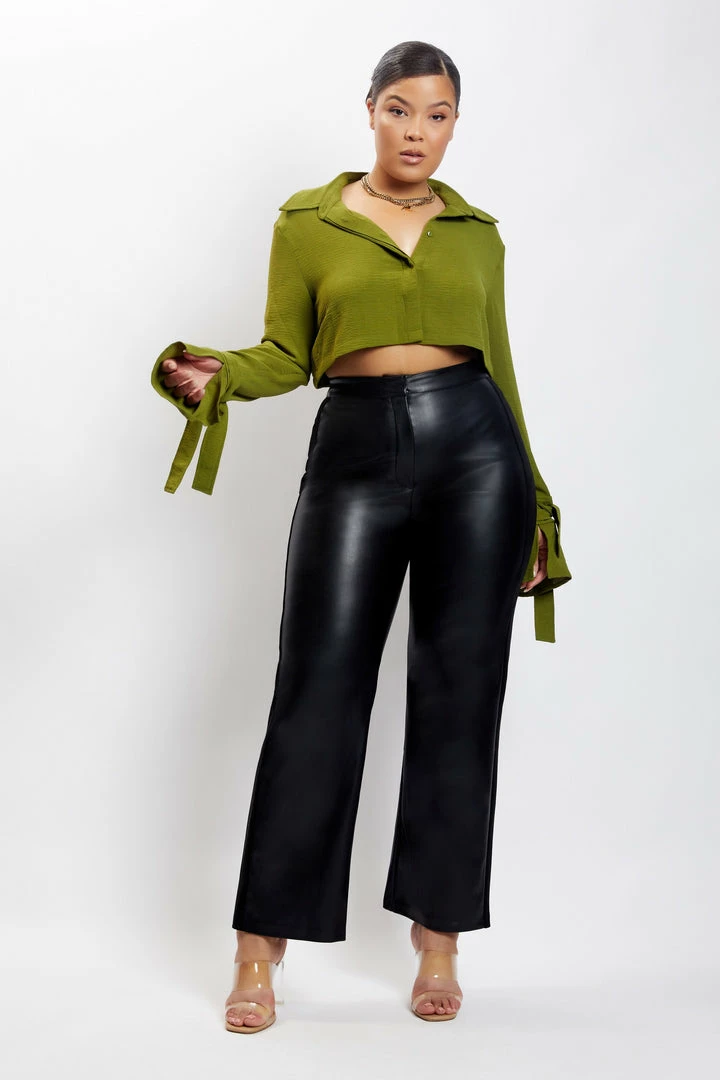 QNG All Tops Issy Cropped Shirt - Green 6 QNG All Tops Issy Cropped Shirt - Green