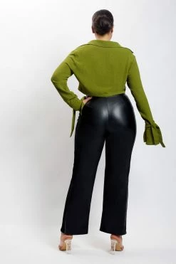 QNG All Tops Issy Cropped Shirt - Green 14 QNG All Tops Issy Cropped Shirt - Green