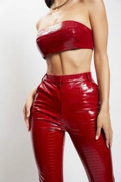 WNG Leilani Croc Faux Leather Bandeau - Cranberry