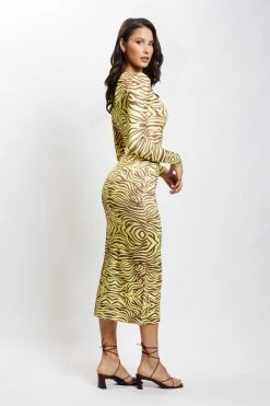 ROM DRESSES Imogen Lace Up Long Sleeve Midi Dress - Zebra Print 15 ROM DRESSES Imogen Lace Up Long Sleeve Midi Dress - Zebra Print