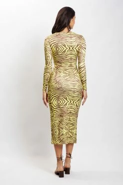 ROM DRESSES Imogen Lace Up Long Sleeve Midi Dress - Zebra Print 13 ROM DRESSES Imogen Lace Up Long Sleeve Midi Dress - Zebra Print