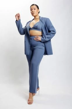 WNG Two Piece Sets Saskia Straight Leg Trousers - Steel Blue 19 WNG Two Piece Sets Saskia Straight Leg Trousers - Steel Blue