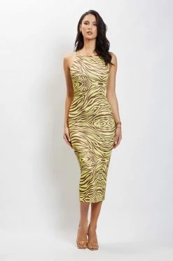 ROM Lima Halter Neck Midi Dress - Zebra Print DRESSES