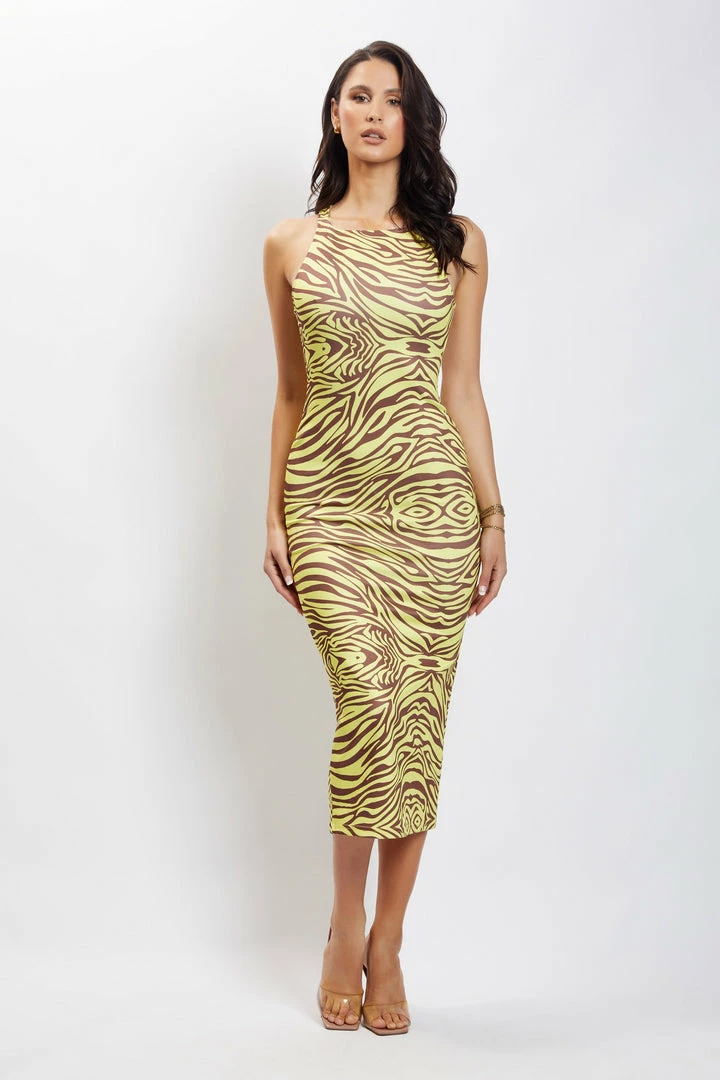 ROM Lima Halter Neck Midi Dress - Zebra Print DRESSES 1 ROM Lima Halter Neck Midi Dress - Zebra Print DRESSES