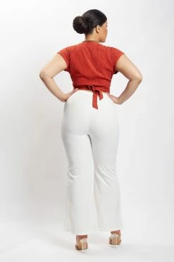 HSH Rosa Crinkle Satin Crop Top - Burnt Orange All Tops