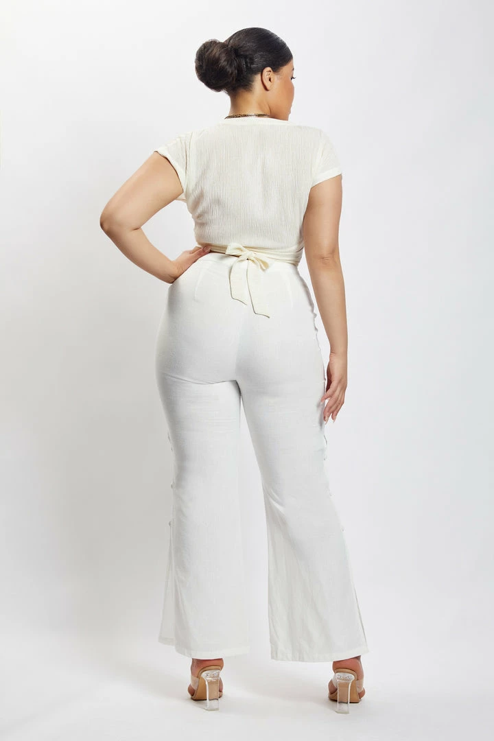 QNG Lexi Linen Cut Out Side Pants - White All Bottoms 11 QNG Lexi Linen Cut Out Side Pants - White All Bottoms