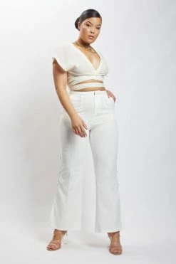 HSH Rosa Crinkle Satin Crop Top - Ivory All Tops 21 HSH Rosa Crinkle Satin Crop Top - Ivory All Tops