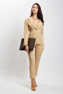 WNT Escapade Helda Fitted Cinched Waist Blazer - Camel