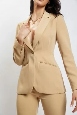 WNT Escapade Helda Fitted Cinched Waist Blazer - Camel