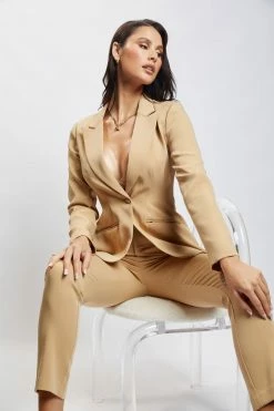 WNT Escapade Helda Fitted Cinched Waist Blazer - Camel