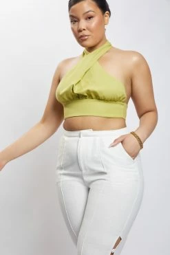 HSH Piper Halter Neck Linen Crop Top - Apple All Tops 27 HSH Piper Halter Neck Linen Crop Top - Apple All Tops