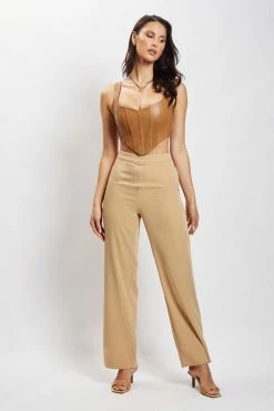 LCH Kali Faux Leather Corset - Dark Tan 19 LCH Kali Faux Leather Corset - Dark Tan