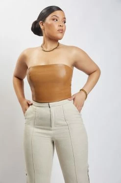 LCH Two Piece Sets Pamela Lace Up Back Top - Dark Tan 22 LCH Two Piece Sets Pamela Lace Up Back Top - Dark Tan