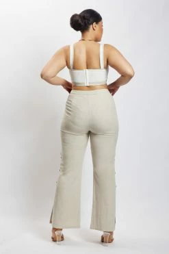 WNT All Tops Zinnia Contrast Binding Linen Crop Top - White