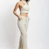 QNG Lexi Linen Cut Out Side Pants - Natural All Bottoms