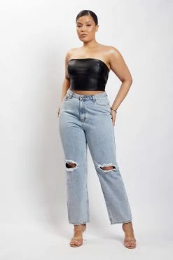 LCH All Tops Pamela Lace Up Back Top - Black