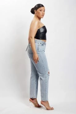 LCH All Tops Pamela Lace Up Back Top - Black