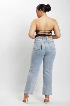 LCH All Tops Pamela Lace Up Back Top - Black