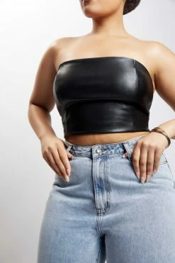 LCH All Tops Pamela Lace Up Back Top - Black