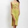 QNG Serena Cut Out O Ring Linen Midi Dress - Apple DRESSES