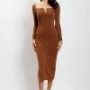 ROM DRESSES Mya Long Sleeve Midi Dress - Chocolate