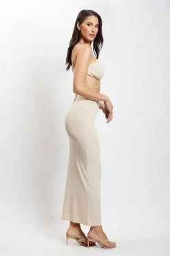 ROM Dolce Ribbed Midi Skirt - Stone 14 ROM Dolce Ribbed Midi Skirt - Stone