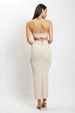 ROM Dolce Ribbed Midi Skirt - Stone 12 ROM Dolce Ribbed Midi Skirt - Stone