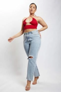 ROM Renee Wrap Over Ruched Top - Chilli Pepper