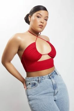 ROM Renee Wrap Over Ruched Top - Chilli Pepper