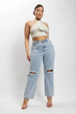 HSH Piper Halter Neck Linen Crop Top - Natural All Tops