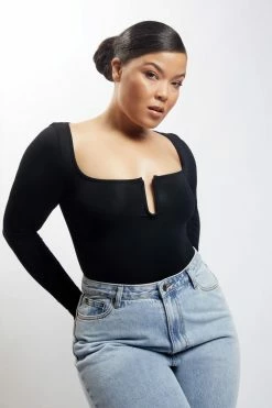 ROM Mya Long Sleeve Bodysuit - Black
