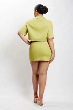 QNG Maja Button Up Linen Mini Skirt - Apple All Bottoms