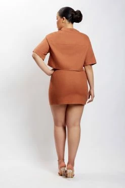 QNG Maja Button Up Linen Mini Skirt - Brown 16 QNG Maja Button Up Linen Mini Skirt - Brown