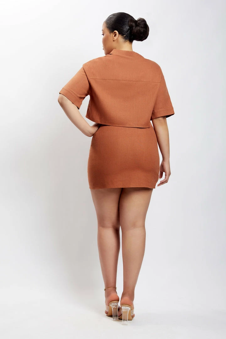 QNG Maja Button Up Linen Mini Skirt - Brown 7 QNG Maja Button Up Linen Mini Skirt - Brown